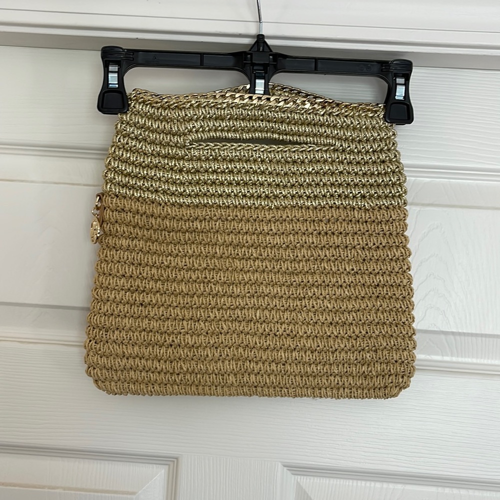 NWT Metallic Crochet Clutch